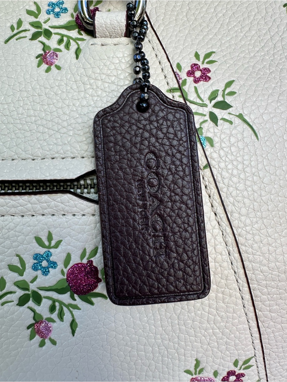 COACH Prairie Satchel Chalk White Floral Wildflower Pebble Leather Bag 22829 - Picture 14 of 16